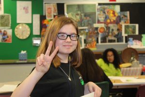 Student in class