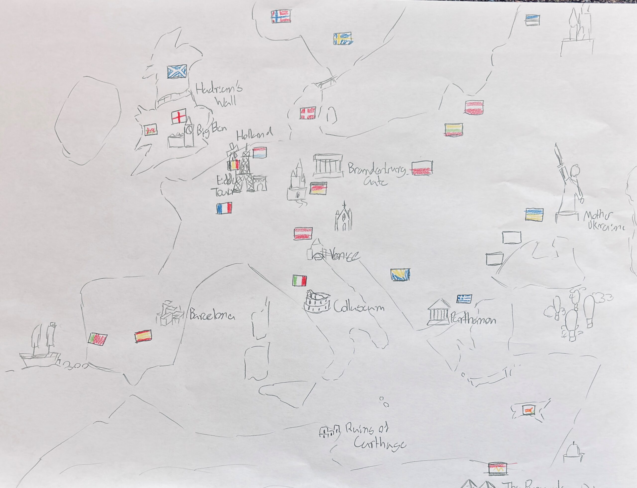 A student’s map work at Berengarra School
