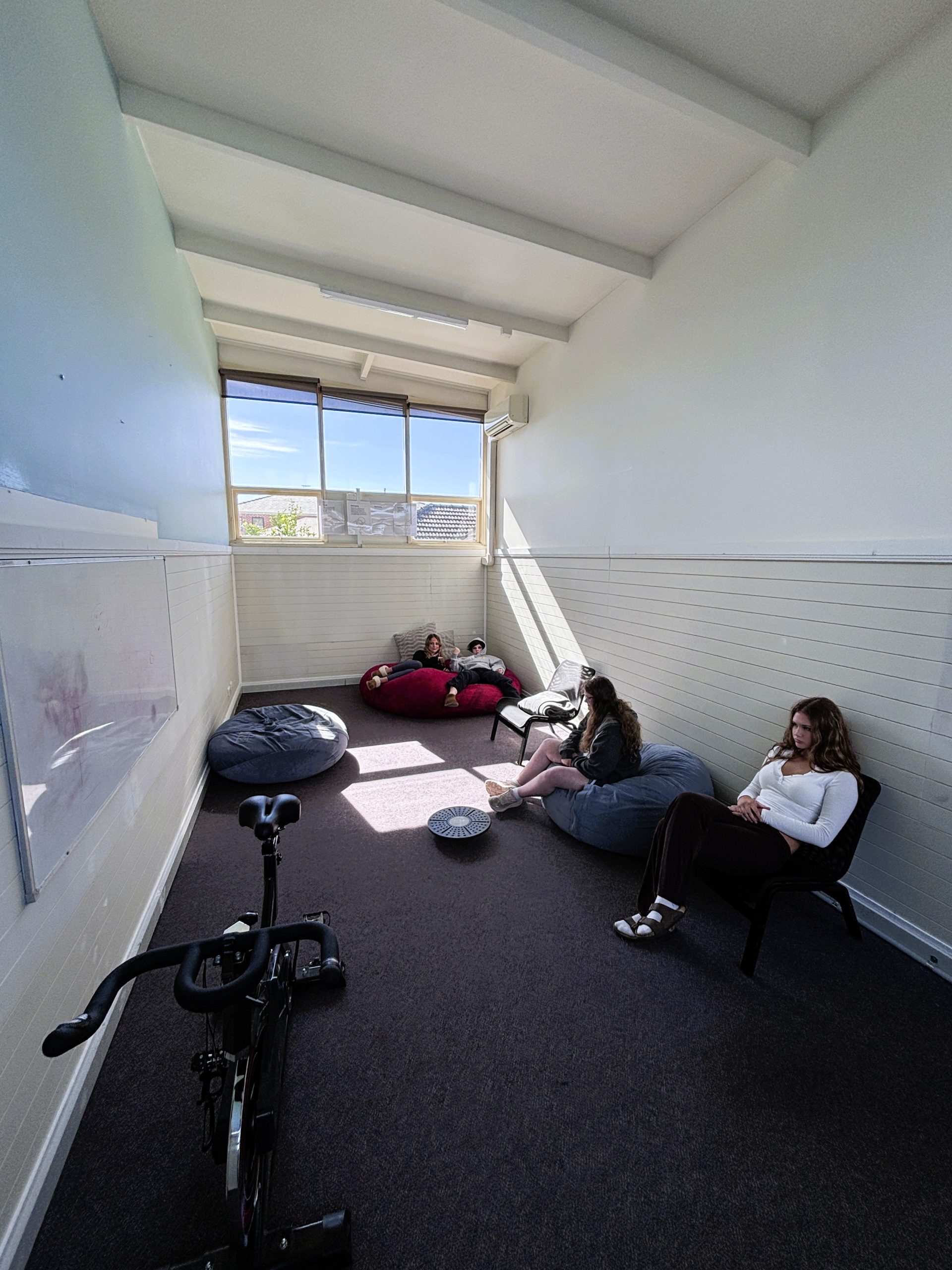 Students using a quieter indoor space